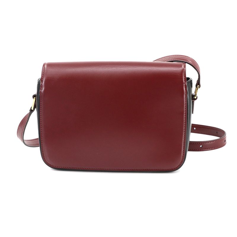 Celine Tassels Shoulder Bag Leather Bordeaux Black Gold Hardware Vintage