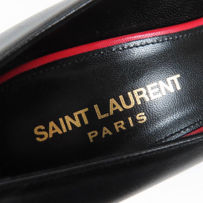 Saint Laurent Paris 480093 Pointed Toe Leather Pumps Black 36.5 Made In Italy