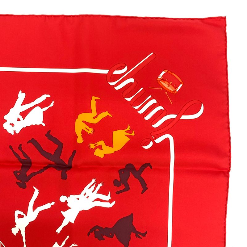 Hermes Carre 90 Boogie Woogie Boogie Woogie Gripal Silk Scarf Red And Orange