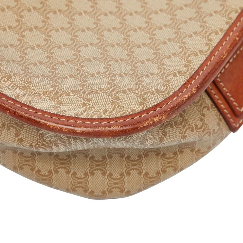 Celine Macadam Star Ball Beige Brown PVC Leather Women's Celine