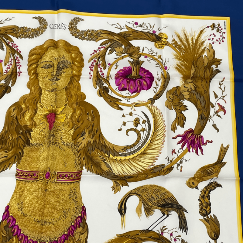 Hermes Scarf Carre 90 Silk Ceres Goddess Ceres Roman Mythology Navy