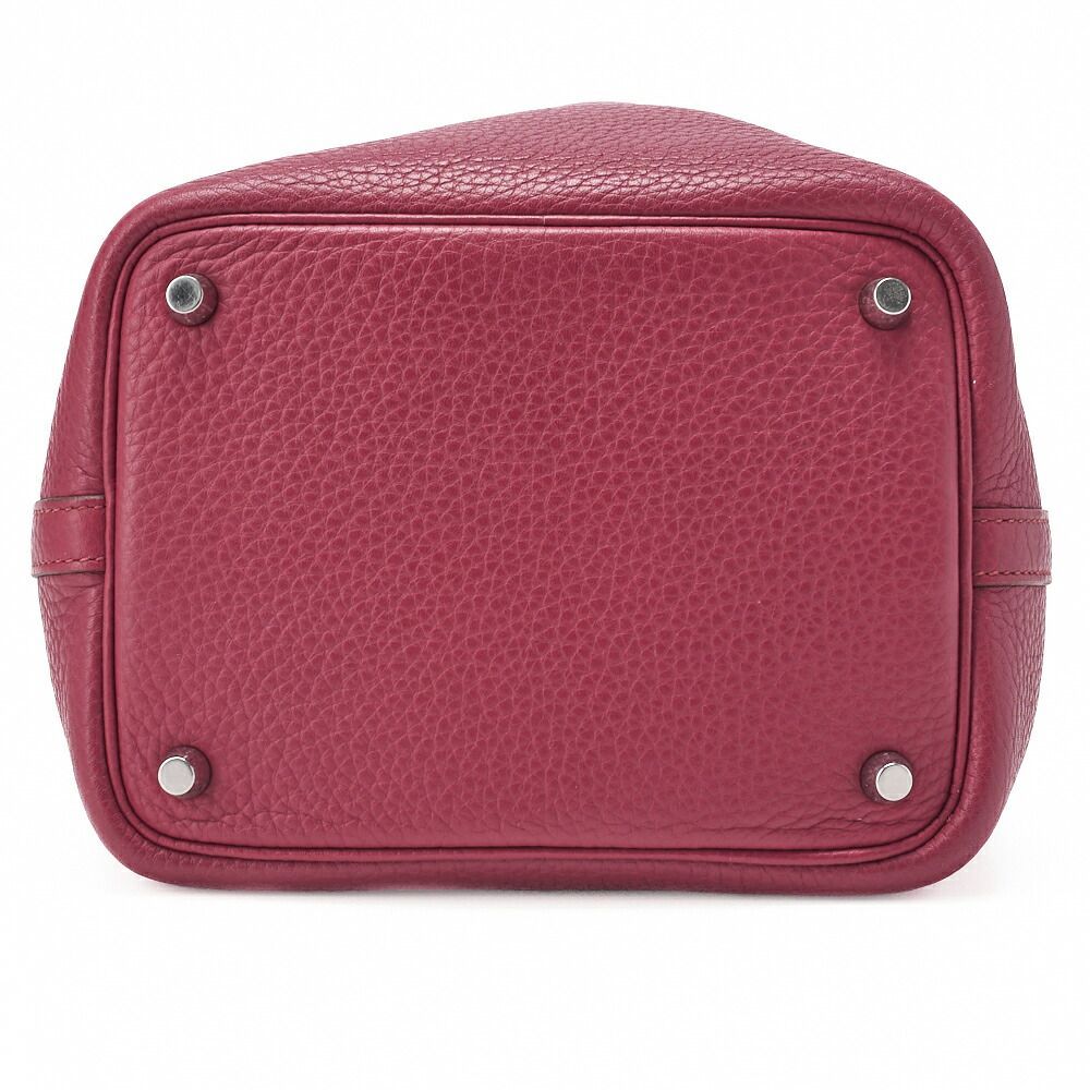 Hermes Picotin Lock PM Handbag Taurillon Clemence Rouge Casaque (silver