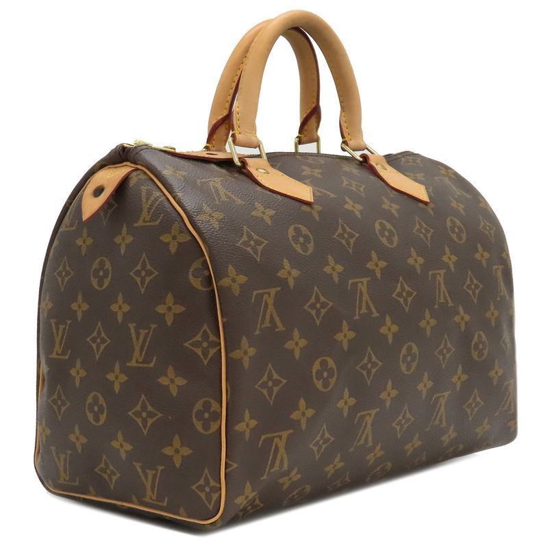 Louis Vuitton Handbag Speedy 30 Monogram Canvas Monogram Gold Hardware Brown