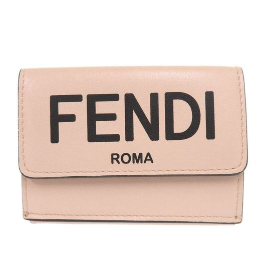 Fendi Roma Micro 8 M0395 Leather Pink Trifold Wallet 0377