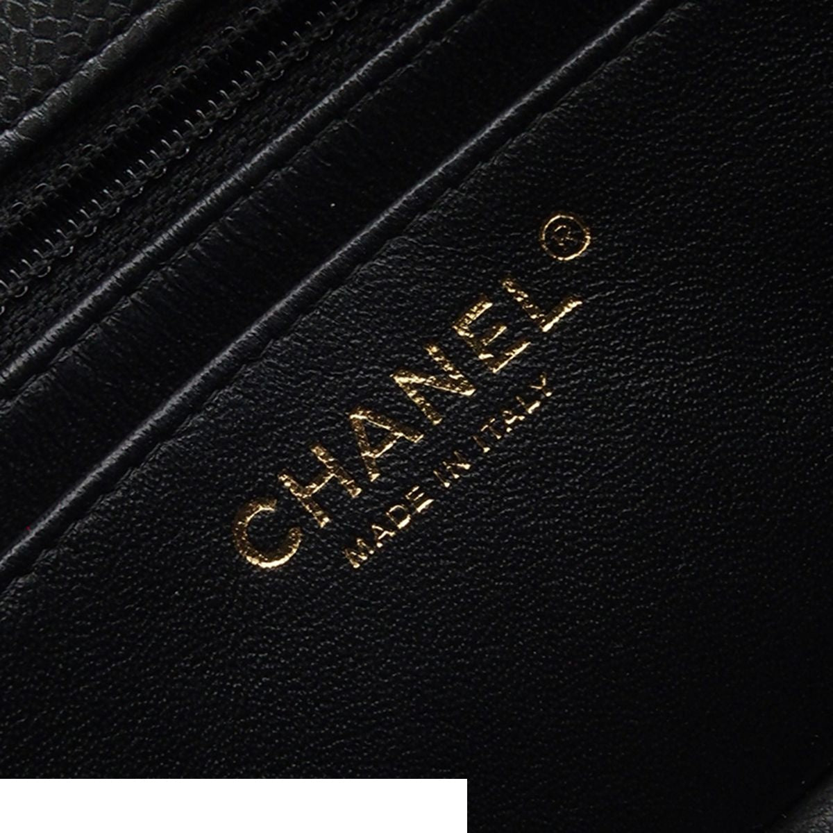Chanel Chain Shoulder Bag Mini Quilted Gray Gold Caviar Leather — view 6