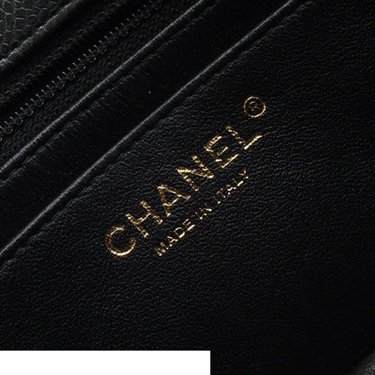 Chanel Chain Shoulder Bag Mini Quilted Gray Gold Caviar Leather — view 6