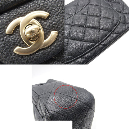 Chanel Chain Shoulder Bag Mini Quilted Gray Gold Caviar Leather — view 8