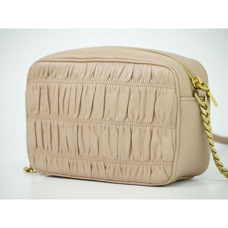 Prada Nappa Gaufre Chain Shoulder Bag Pochette Leather Pink Beige — view 2
