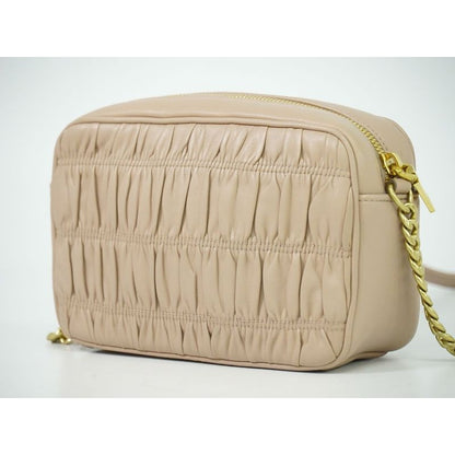 Prada Nappa Gaufre Chain Shoulder Bag Pochette Leather Pink Beige — view 2