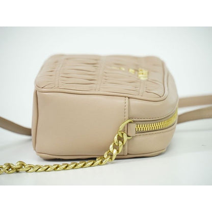 Prada Nappa Gaufre Chain Shoulder Bag Pochette Leather Pink Beige — view 3