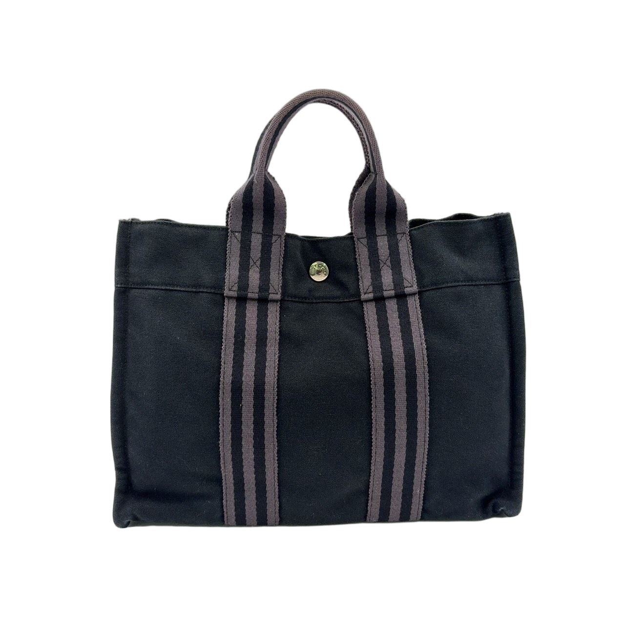 Hermes Fourre Tout PM Cotton Gray Black Tote Silver