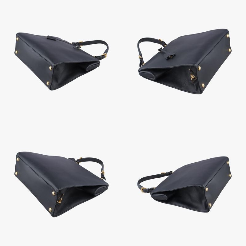 Prada Framed Top Handle Tote Black Saffianoleather 7/9