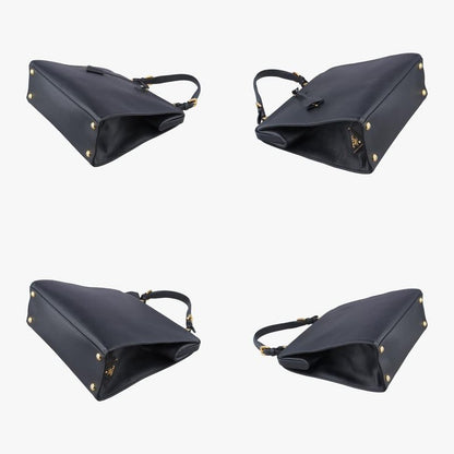 Prada Framed Top Handle Tote Black Saffianoleather 7/9