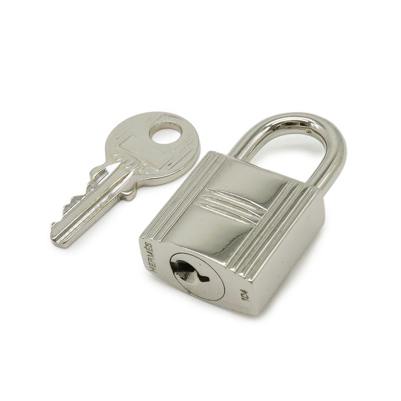 Hermes Cadenas Padlock No104 Key Keyed Metal Silver