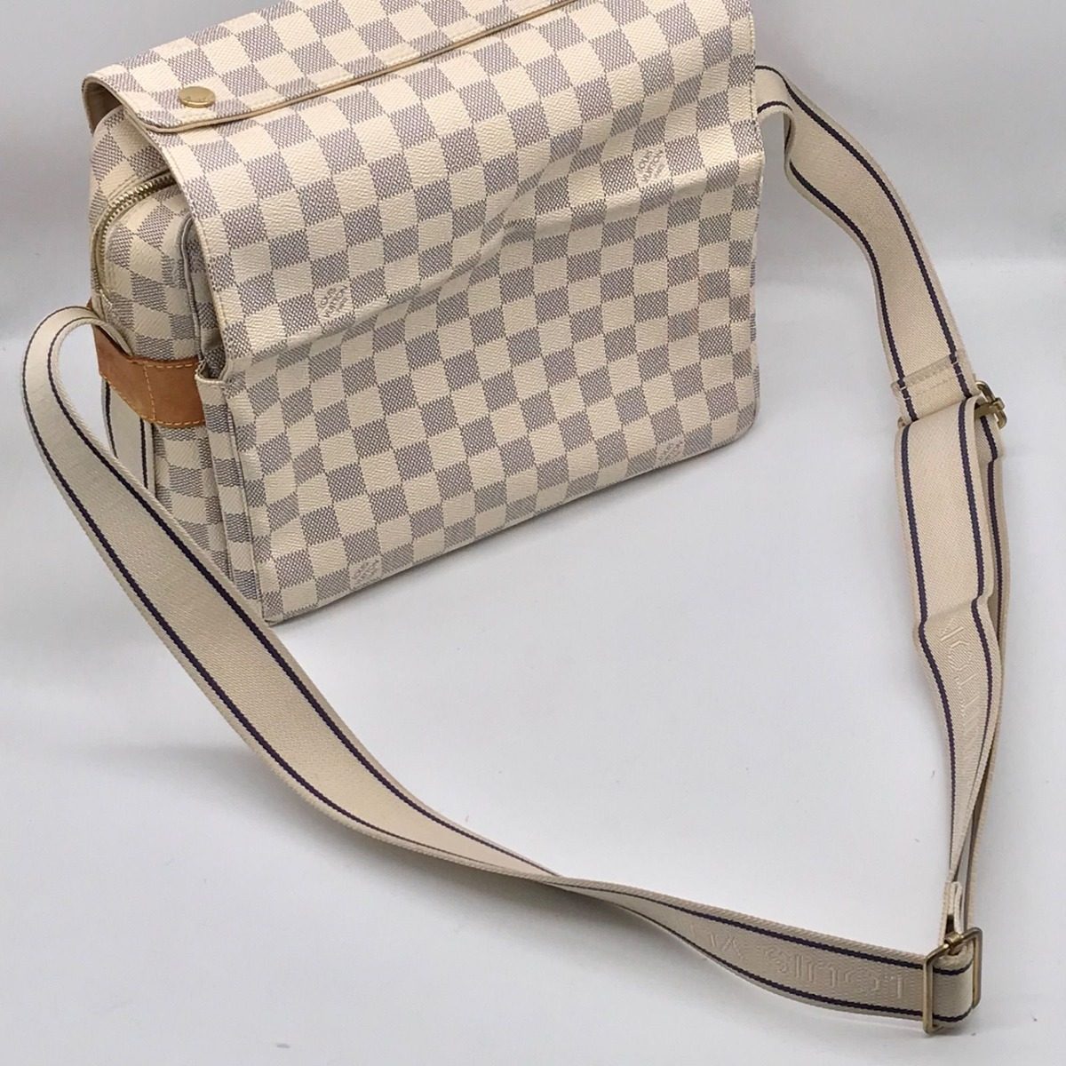 Louis Vuitton Damier Azur Naviglio Shoulder Bag Price Negotiation Welcome — view 8