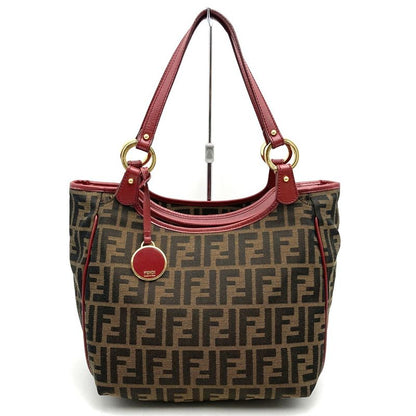 Fendi 8bh156 Handbag Tote Bag Canvas Brown Red Women