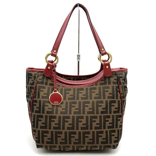 Fendi 8bh156 Handbag Tote Bag Canvas Brown Red Women