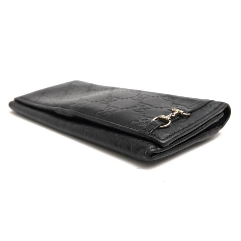 Gucci Long Wallet Women Leather Black GG Horsebit — view 3
