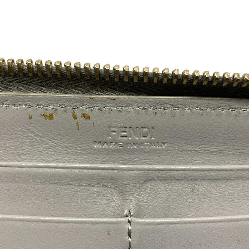 Fendi Long Wallet Zip Around Wallet 8m0299 Ivory And Multi Round Zipper/multi-st