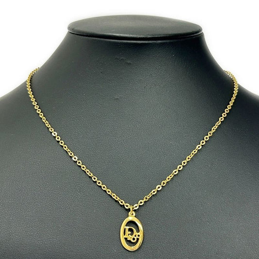 Christian Dior GP Dior Logo Oval Necklace Women's Gold 363000 Necklace