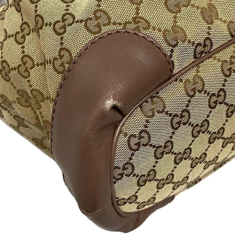 Gucci Handbag Sookie GG Pattern 247902 Beige Dark Brown And Purple Leather