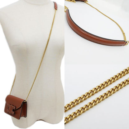 Celine Triomphe Card Holder With Chain - 10j743dpv.04lu Tan Brown