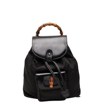 Gucci Bamboo Mini Backpack 00319980030 Black Nylon Leather Women's Gucci