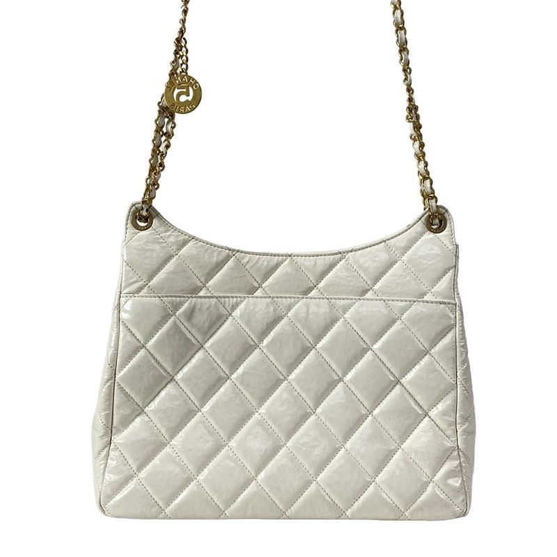 Chanel Shoulder Bag Hobo Bag As3693 White Chain Shoulder / Vintage Gold
