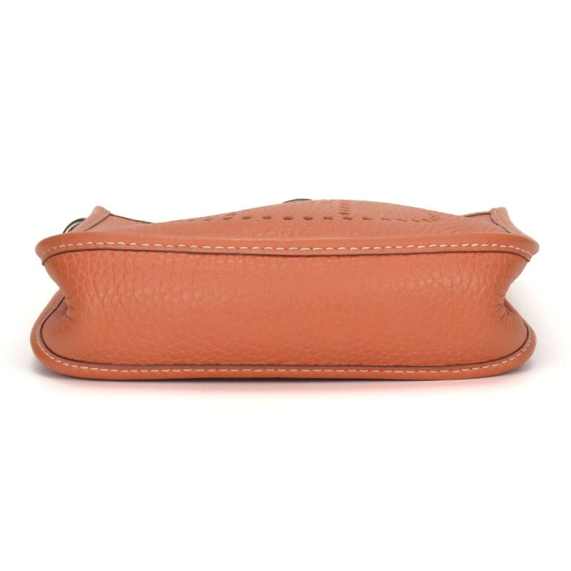 Hermes Shoulder Bag Evelyn TPM Togo Salmon Pink Red Silver Hardware □Q Engraved