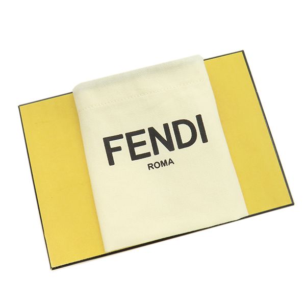 Fendi Long Wallet Robot Face Zip Around Leather Yellow Silver Hardware Round