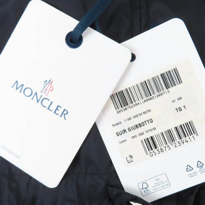 Moncler Suir Leather Logo Patch with Hood Nylon Jacket Dark Navy — view 12