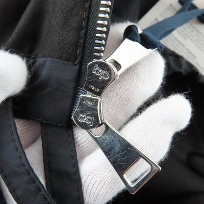 Moncler Suir Leather Logo Patch with Hood Nylon Jacket Dark Navy — view 7