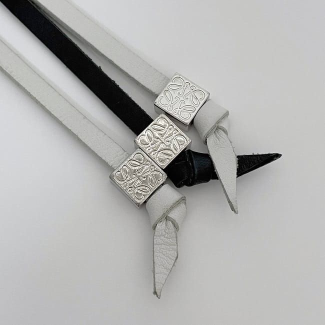 Loewe Charm Black White Silver Anagram Excellent Condition Leather