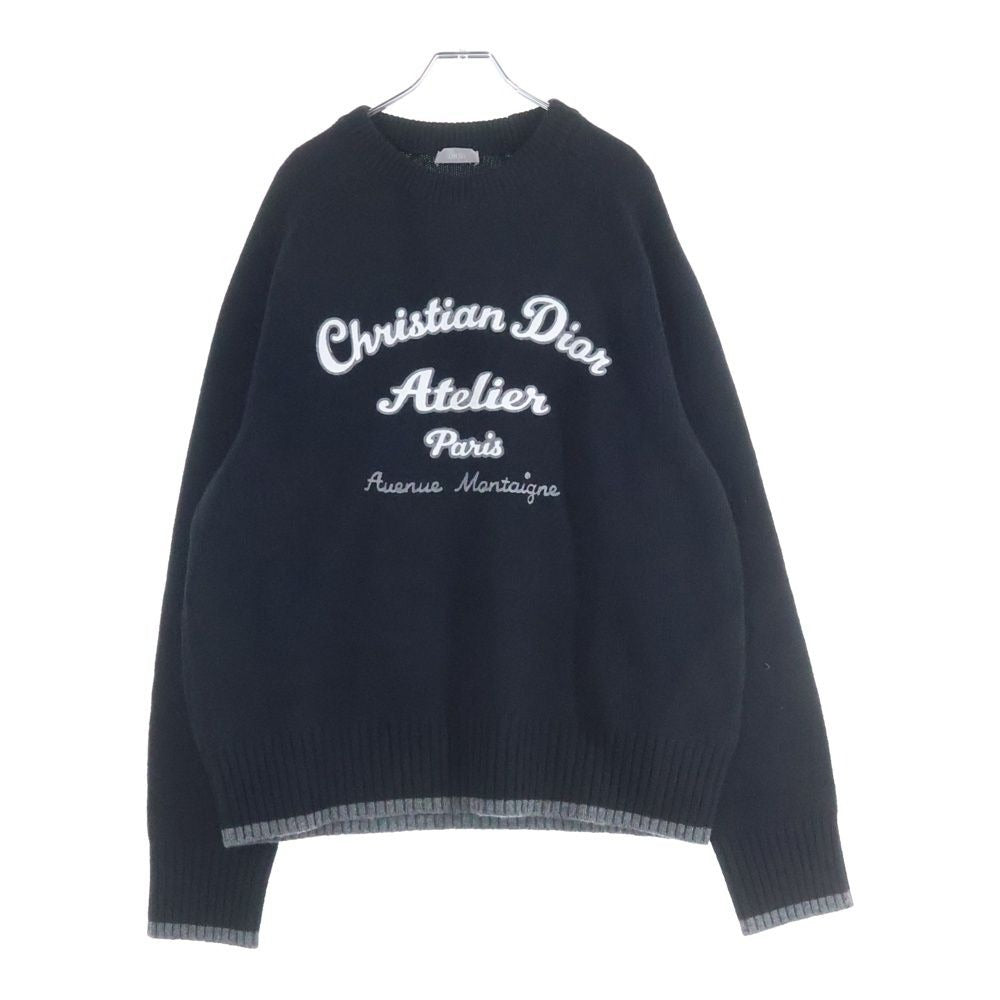 Dior Atelier Virgin Wool Crew Neck Knit Sweater Logo