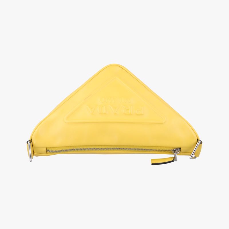 Prada Triangle Embossed Logo Yellow Leather 1bh1907/d