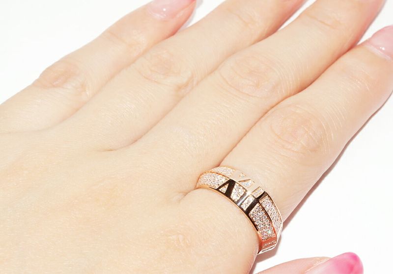 Tiffany & Co 18K Pink Gold Paved Diamond 059ct Atlas X Closed Wide Ring