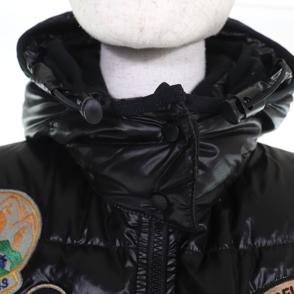Bvlgari Moncler Badia Special Logo Patch Hooded Down Jacket Black 0 — view 4