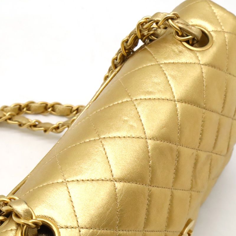 Chanel Matelasse 23 Coco Mark Chain Shoulder W Chain Shoulder Bag Leather Gold