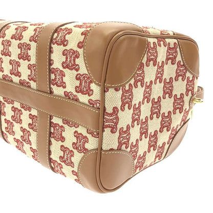 Celine - Triomphe Calf Leather Canvas Small 2way Shoulder Boston Bag - Brown