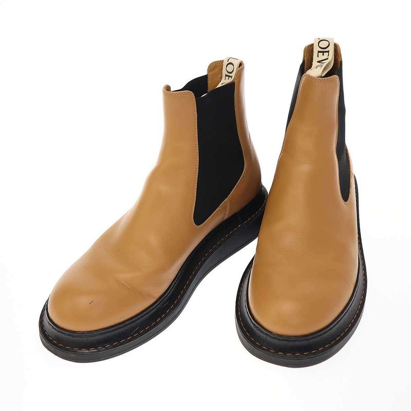 Loewe Side Gore Leather Boots Camel Brown 42
