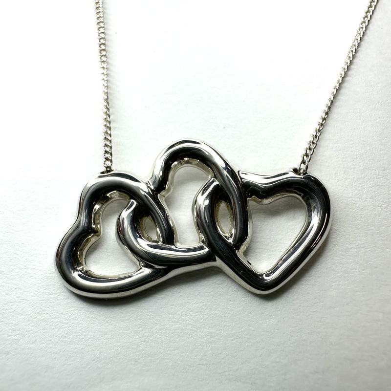 Tiffany & Co Tiffany & Co Triple Open Heart Necklace 3strand Silver 925 Ladies