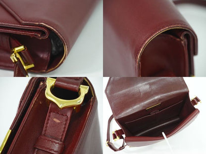 Authentic Cartier Must Line Shoulder Bag Leather Bordeaux Must Line Bag