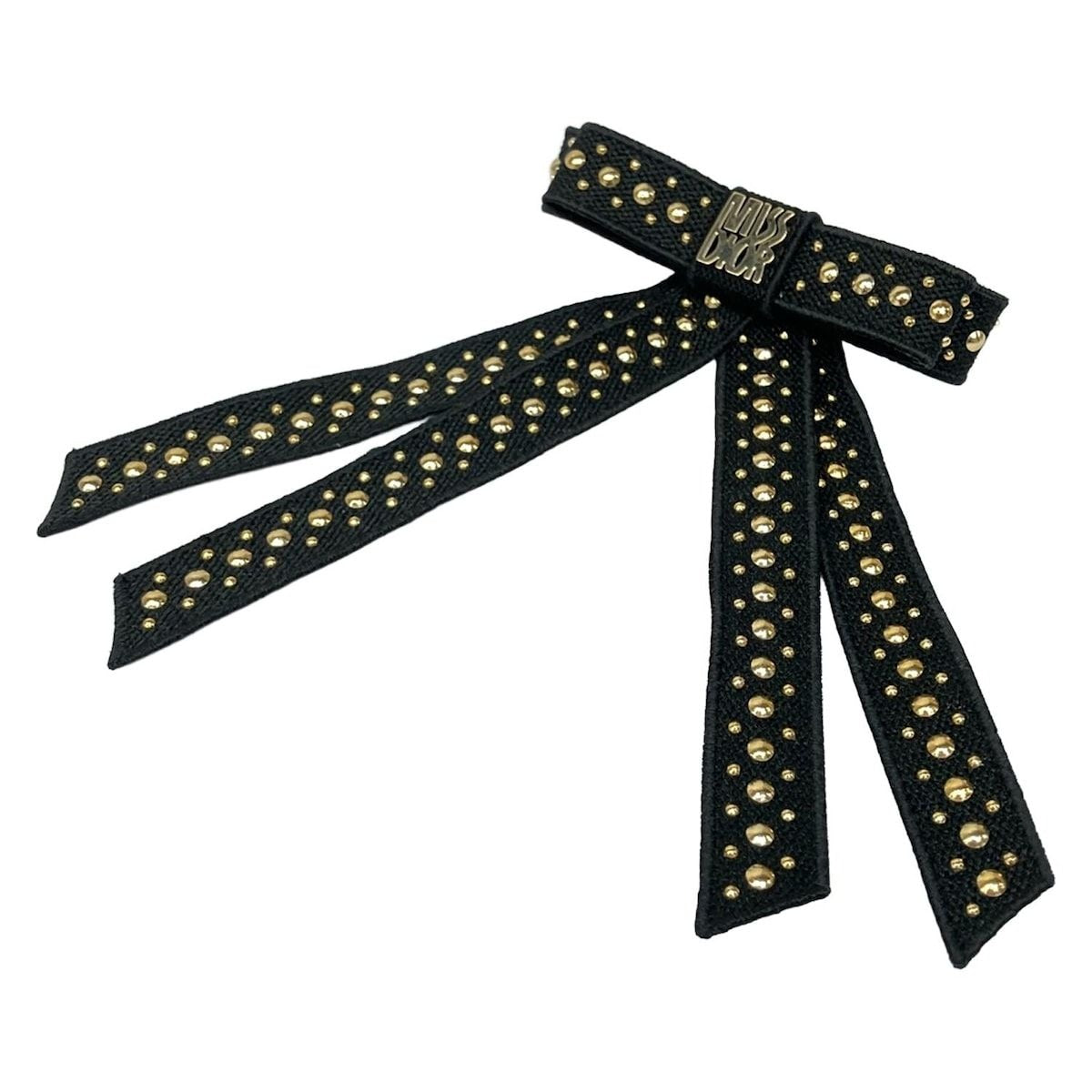 Dior Barrette Twist Black Gold Ribbon Studs Miss Shoulder Bag X