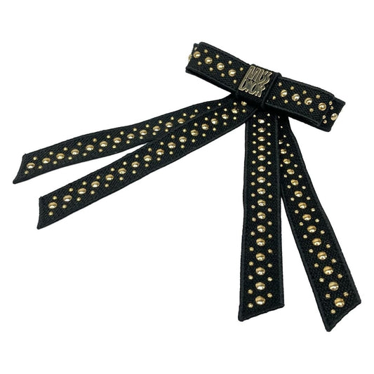 Dior Barrette Twist Black Gold Ribbon Studs Miss Shoulder Bag X