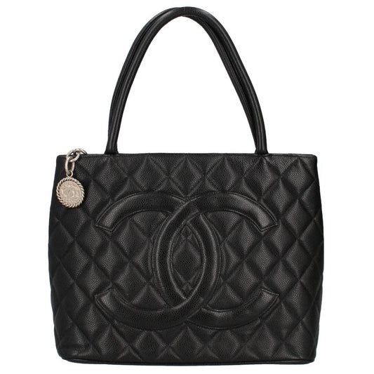 Chanel Medallion Tote Caviar Leather Handbag Black