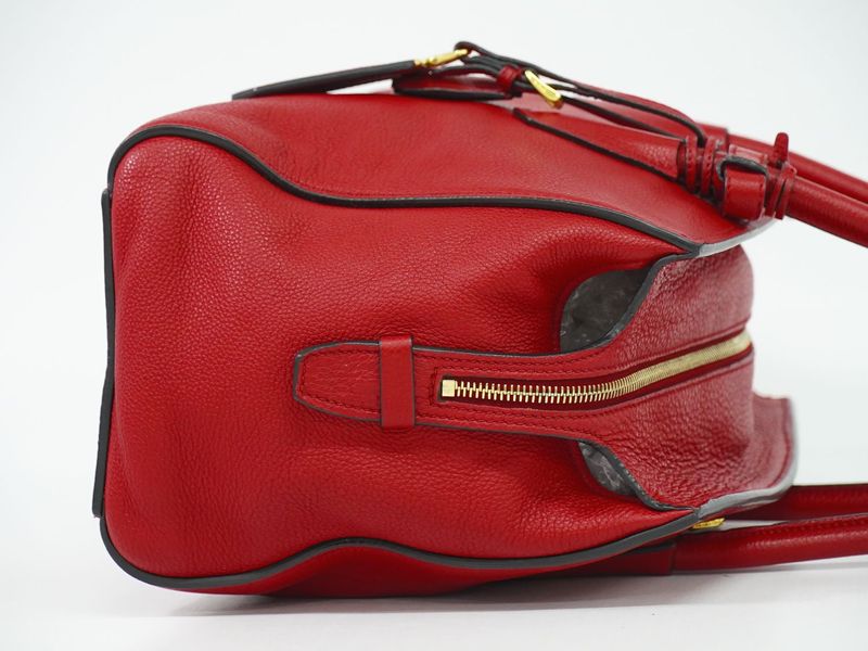 Authentic Prada Leather Tote Handbag Red Bn2769 Bag Pre-owned [follow-up