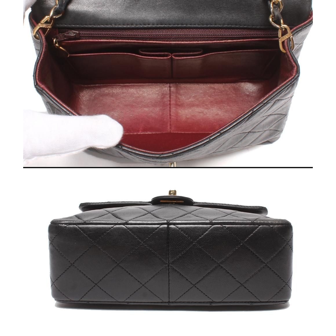 Chanel Chain Shoulder Bag Gold Lambskin Quilted Single Flap — view 3