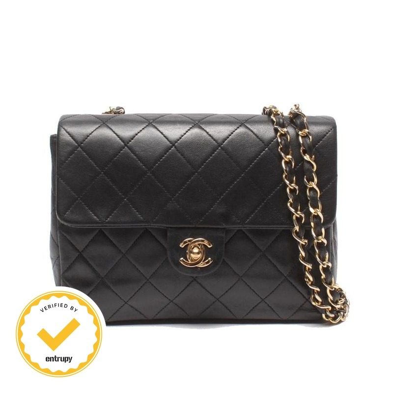 Chanel Chain Shoulder Bag Gold Lambskin Quilted Single Flap