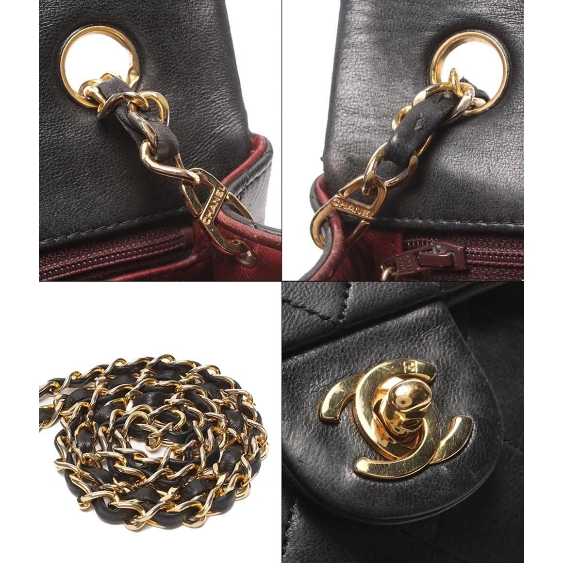 Chanel Chain Shoulder Bag Gold Lambskin Quilted Single Flap — view 9