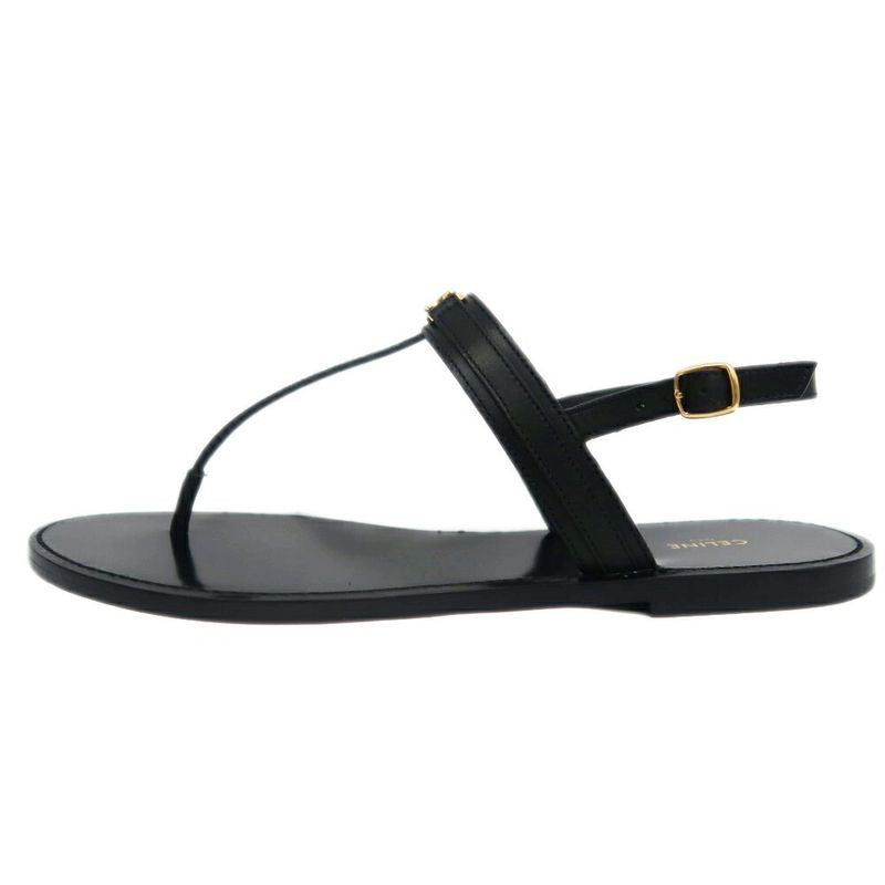 Celine Thong Sandals Black Leather Size 42 Shoes
